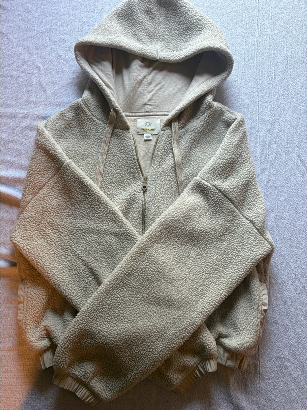 Offline by aerie Cream Sherpa Hoodie Jacket